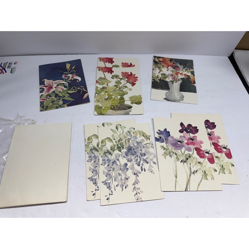 Janet Walsh AWS Avon Original Watercolor Floral Note Cards Set Vintage Art